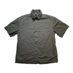 H&M Shirt Mens Medium Black Loose Fit Short Sleeve Button Front Cotton Casual